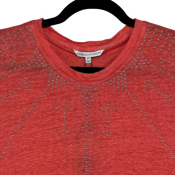 Rebecca Minkoff Gemini Fringe Beaded Linen Top Orange Women's XS NWT - Picture 4 of 9